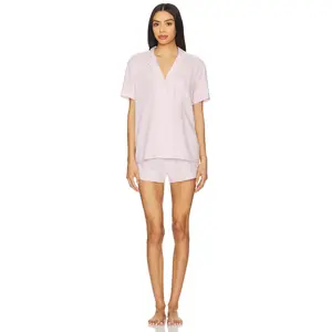 eberjey Nautico Shortie Pj Set in Sunbeam & Ivory