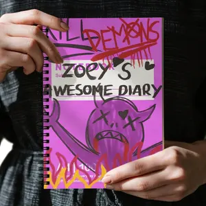 Cover Devil Pattern! Zoey's Awesome Diary with Heart Eyes, Perfect Gift for K-Pop Fans, Anime, School, Office Supplies