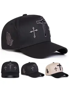 Unisex Jesus Cross Baseball Cap, Adjustable Sun Protection Casual Hat, Fitted Letter Pattern, Outdoor Travel Beach Vacation, Graphic Hat