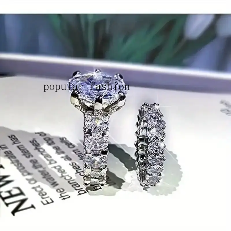 popular[8Ct Moissanite Ring] 8 Carat Moissanite S925 Silver Wedding Ring Set |                       Engagement, Commemorative, Mother's Day Gift for Wives, Girls