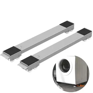 Adjustable Washing Machine Dolly with Locking Wheels, Heavy Duty Appliance Roller Base for Washer Dryer Refrigerator, Extendable Mobile Stand with Anti-Slip Shock Absorbing Design for Easy Moving & Storage