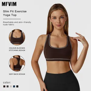 MFVIM Women's Solid Colorblock Wireless Sports Bra - Quick-Dry, Breathable, Comfortable Body-Fitting, Hooks-Free, Fit, Performance, Activewear Sports Bra for Gym, Outdoor Activities, Body-Fitting Sports Bras, Fit Sports Bras