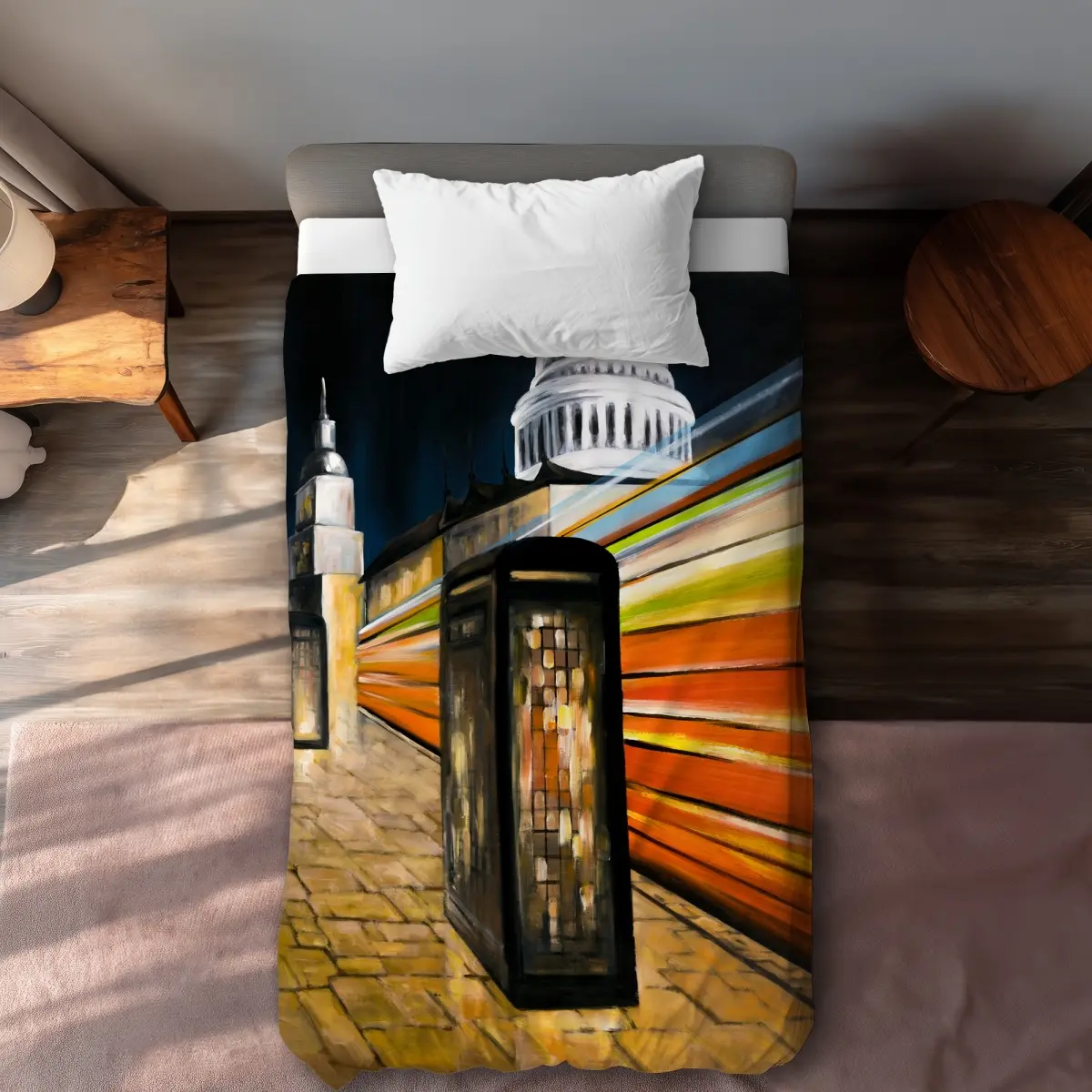 Begin Home Decor C1DCTXLW82D5N3 Fast London Bus Twin Size Extra Long Duvet Cover - Contemporary Design, Easy to Care For, Ideal for City Dwellers' Modern Living Spaces, Promotes Restful Sleep