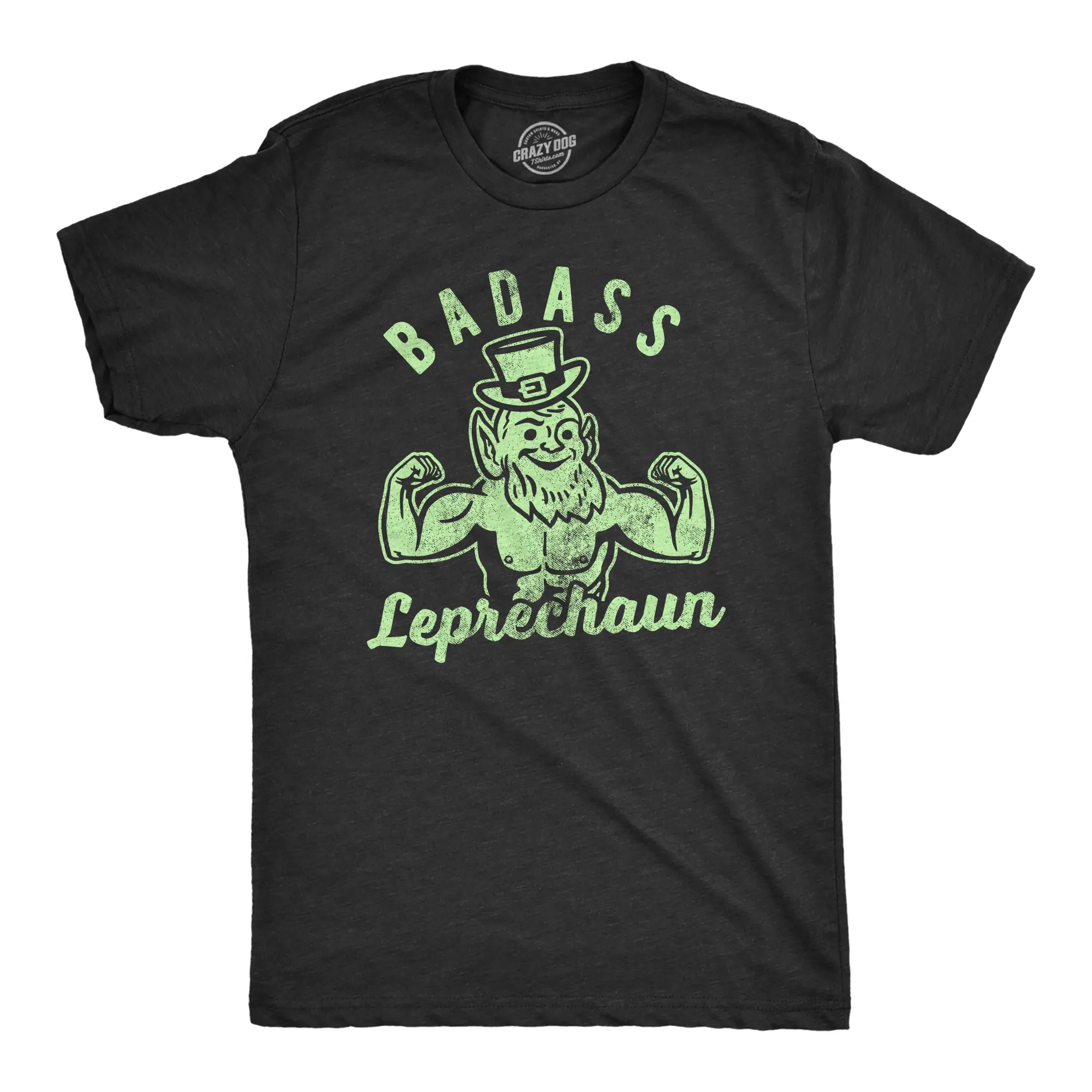Mens Badass Leprechaun T Shirt Funny Fitness Workout St Patricks Day Irish Graphic Tee Mens Funny T Shirts Cool Vintage Fashion T-Shirt Gift Classic Menswear Saint Patrick's Day Apparel for Men Funny Fitness Black