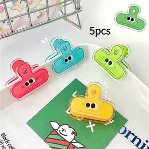 5pcs Funny Expression Cartoon Eyes Cute Office Note Holder Clip, Simple Transparent Exam Paper Clips Acrylic Clamps