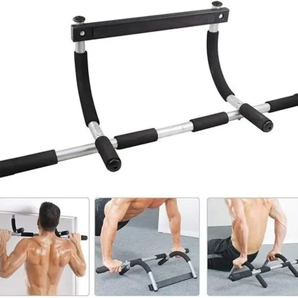 Sturdy Adjustable Metal Pull-Up Bar with Grip Handle - US Stock Black Door Frame Gym Equipment, 37x18.8", Fast No-Tool Setup, Fits Most Doors, Full-Body Calisthenics Chin-Up Station