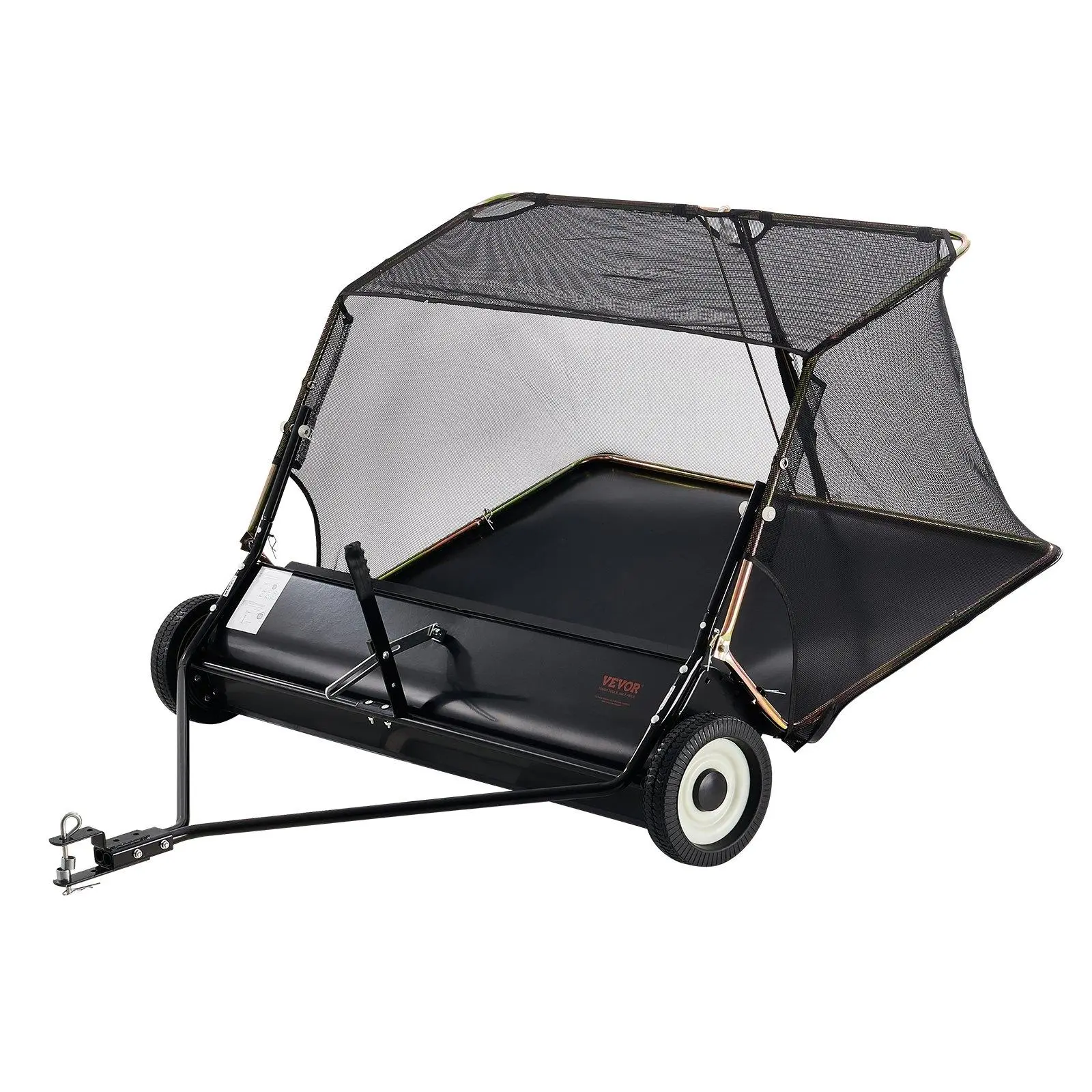【summerfinds】VEVOR Lawn Sweeper Tow Behind, Max. 52 Inch 26 cu.ft. Large Pull Behind Grass Sweeper, Heavy Duty Leaf & Grass Collector with Dumping Rope Design, Adjustable Sweeping Height for Picking Up Debris & Grass