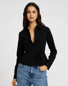 Express Long Sleeve Tie Waist Fitted Shirt Express Long Sleeve Tie Waist Fitted Shirt