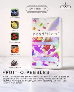 Handetizer Fruit-O-Pebbles Hand Sanitizer - Fun Fruity Scent with Bright Citrus & Juicy Berries Milky Vanilla Bean Finish 0.67 fl oz 20 ml