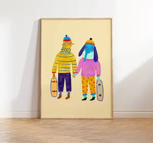 Cute Friends. Art Print for Nursery, Decor for Children's Room, Animal Art Prints, Children's Illustration.