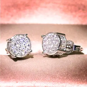 1 pair of minimalist round men's earrings, suitable for party fashion, engagement and wedding gifts, outstanding couple accessories in 2025