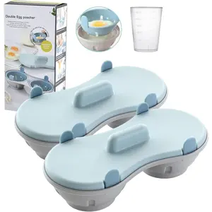 Egg Poacher Microwave, Poached Egg Maker Dishwasher Safe , Egg Cooker Poached Egg Steamer, Home  (Blue-2 pack)
