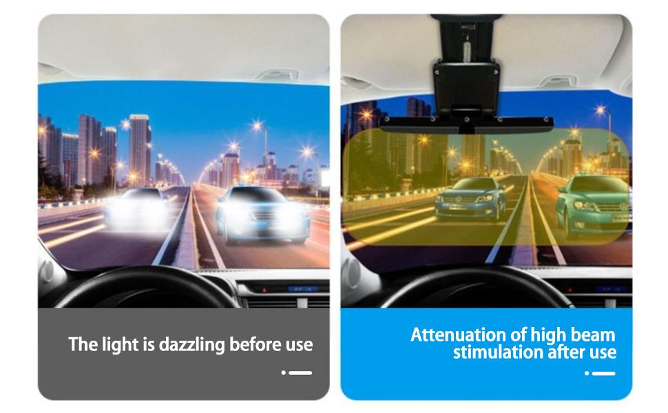 2 in 1 Universal Anti Glare Visor for Car, HD Car Visor Extender Sun Blocker  Day and Night Adjustable Angle Anti Dazzle and UV for Most Cars, SUV, Pickup Truck, MPV