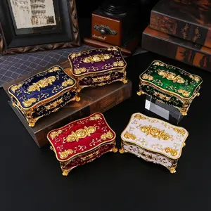 Luxurious Enamel Rose Cotton Swab Box Ring Storage, Elegant Bedroom Vanity Decor, Necklace and Ring Holder, Jewelry Storage Armoire, Model Xinghao