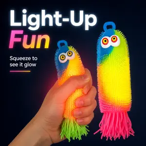 Light Up Squeeze Sensory Toy, Stretchy Squishy Fidget Toy with Soft Spiky Texture, Glow Stress Relief Toy for Kids Teens Adults, Fun Party Favor Gift