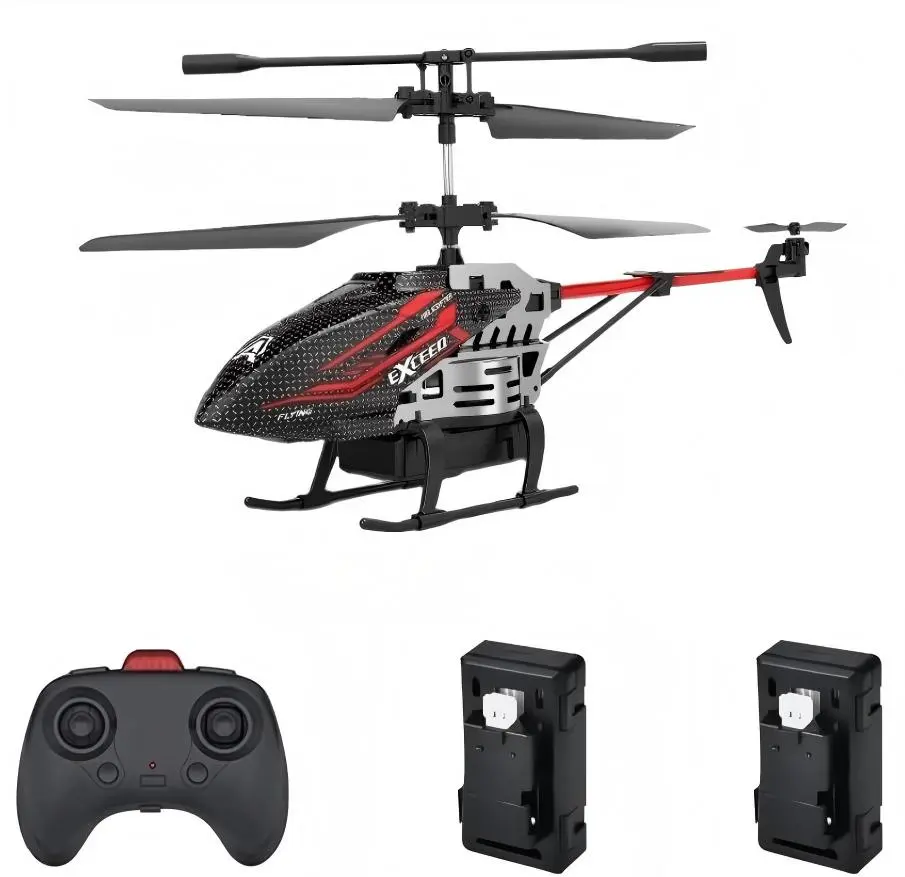 Alloy Mini Remote Control Helicopter Toy - Altitude Hold, 7-Color LED Lights, 2 Batteries, 1-Key Takeoff & Landing, Electric RC Aircraft Gift for Kids