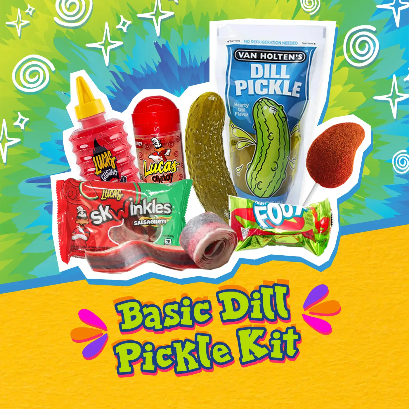 Basic Dill Pickle Kit with Salsaghetti Skwinkles, Lucas Polvo and More - Fruit Food Instant