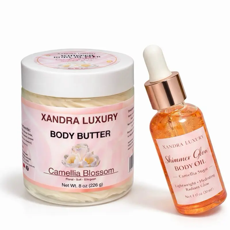 Camellia Glow Body Butter & Shimmer Oil Bundle – Hydrating Radiant Skin Duo