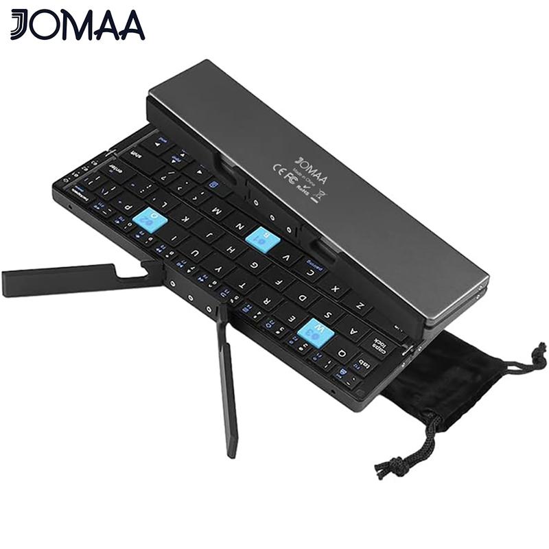 Foldable Bluetooth Keyboard with Magnetic Stand Aluminum Alloy Mini Folding Keyboard Rechargeable Keyboard for Tablet iPad