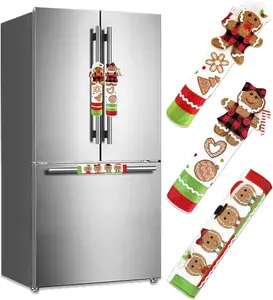 3 count Set Christmas Gingerbread Refrigerator Door Handle Covers Appliance Handle Covers Christmas Gingerbread Decorations Fits Standard Size Kitchen Refrigerator Microwave Oven Or Dishwasher