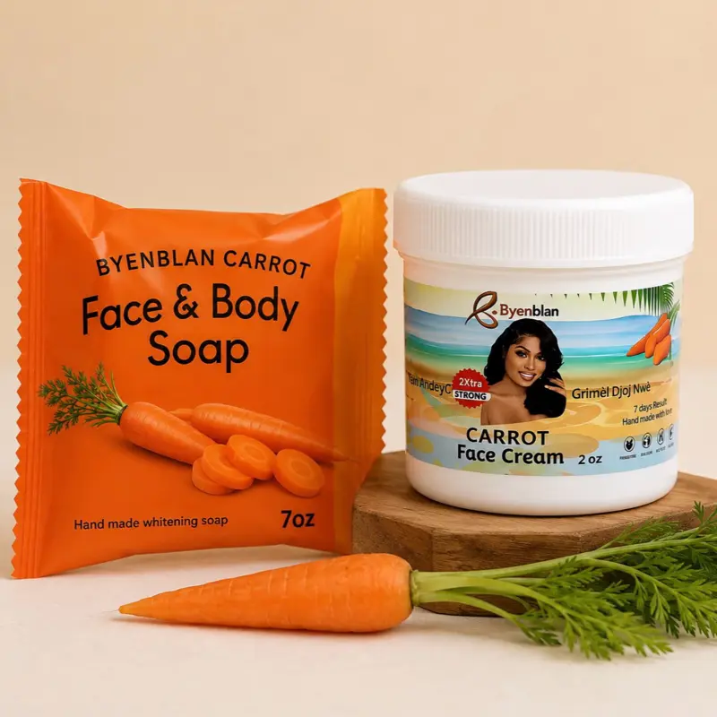 * Carrot Face & Body Soap (7 oz) * Carrot Face Cream (2 oz)