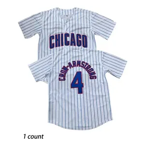 Men's 4 Baseball Jersey, Casual Sporty Design Breathable Quick Drying V Neck Baseball Top, Baseball Shirt, Loose Sportswear for Daily Wear, Jersey Tops, Sports Apparel