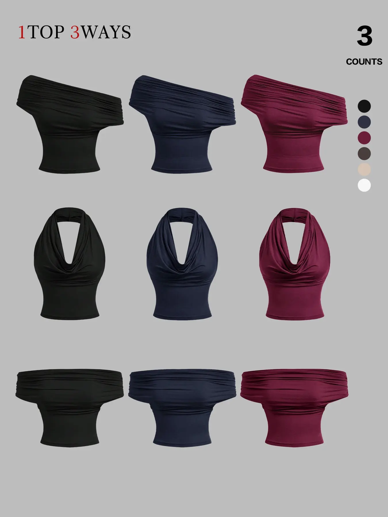 Black + Navy Blue + Burgundy