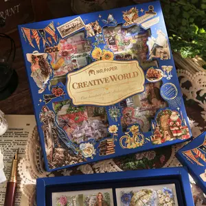 100pcs DIY Handmade Decorative Stickers Set, Stickers Kit, Creative World Series Gift Box, Perfect for Scrapbooking & Journal Making Supplies