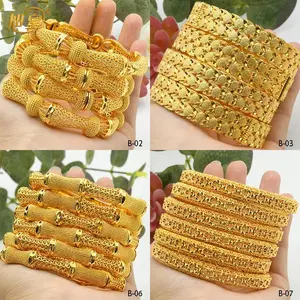 Women's African Gold-Plated Costume Bangles, Luxury Artificial Carving Jewelry for Anniversary, Art-Inspired Indian Middle Eastern Wedding Accessories
