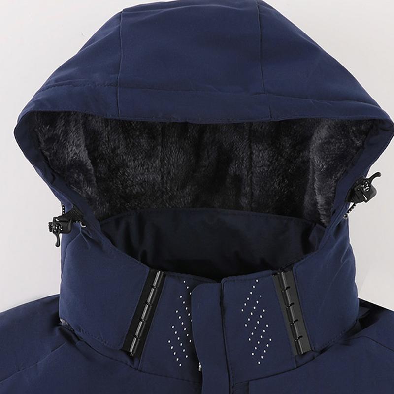 Men's Winter Outdoor Waterproof Windproof Fleece Lined Hooded Jacket - Thick Warm Coat; Features an Adjustable Drawstring Hood & Full Zip Front Closure; Perfect for Various Activities Such as Hiking, Jogging, Fishing, or Just Casual Wear; A Must-Have Vers