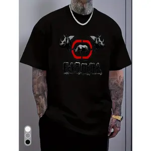 Unisex Ecko Unlimited White Rhino Graphic Crew Neck T-Shirt, Soft Casual Daily & Gym Outfit