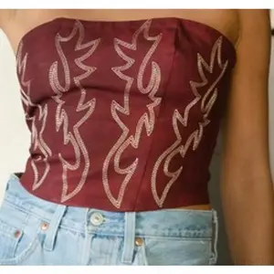 Embroidered Western Corset Top Womenswear Brown Short Sleeveless Embroidered Western Corset Top Womenswear Brown Short Sleeveless