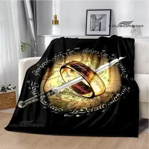 L-Lord of the Rings printed blanket Warm Flannel Blankets Soft and Comfortable Home Travel Blanket bed linings Birthday Gift  Warm Haven Textiles