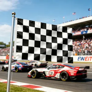 Checkered Flags Racing Flag 3x5 Ft - Polyester Lightweight Black and White Checkered Banner with 2 Brass Grommets for Racing-themed Party Decorations