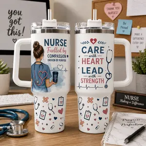 ICU Nurse Tumbler 40oz With Handle | Nurse Appreciation Gift for RN Healthcare Worker