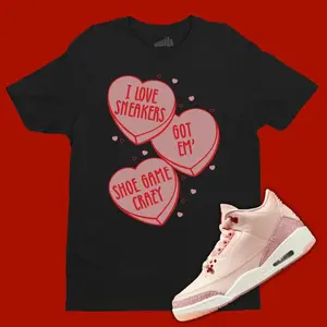 Candy Heart T-Shirt Matching Jordan 3 Valentine's Day 2025, Cute Retro 3s Outfit, Gildan Unisex, Premium Quality Cotton, Gift For