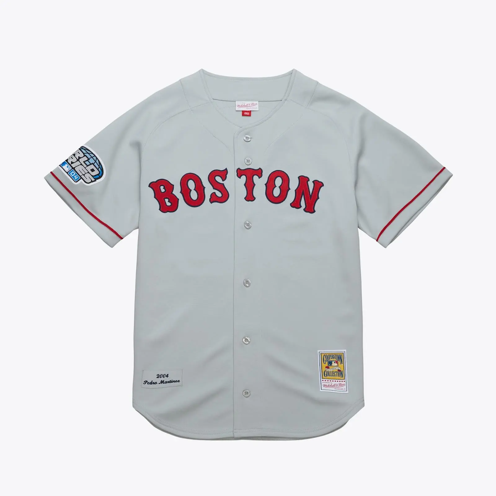 Pedro Martinez Boston Red Sox Gray 2004 Authentic Road Jersey MLB Throwback Baseball Cooperstown Fan Gear Mitchell & Ness