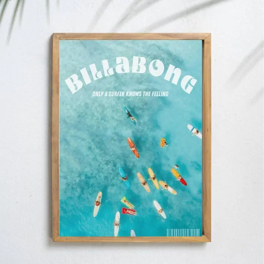 Artistic Vintage Billabong Surf Print Poster - Eco-Friendly, Vibrant, High-Res, Fade-Proof Wall Art (12x18/18x12 in), Aesthetic Home Decor for Kid Room