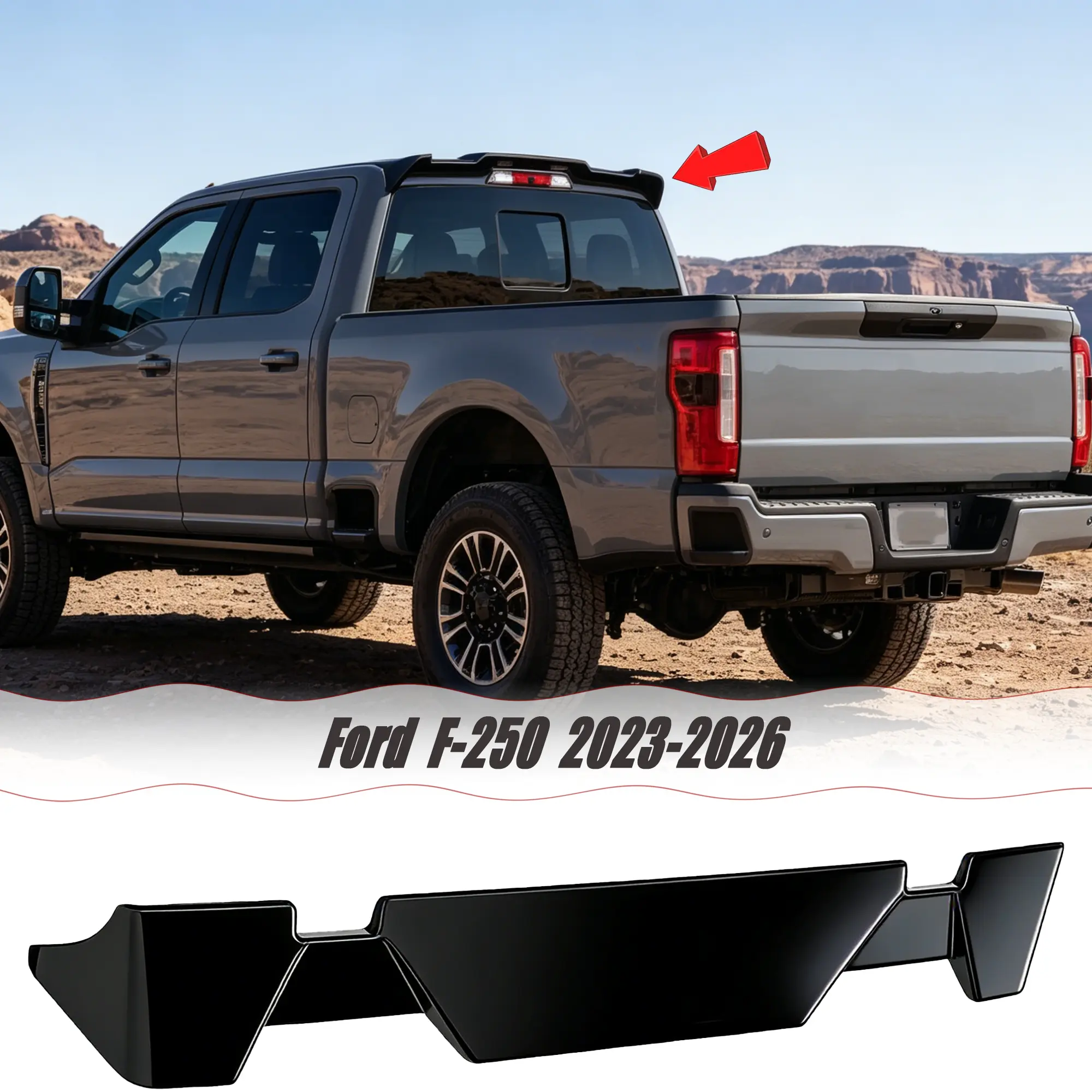 MUTUSAISI Rear Roof Cab Spoiler Visor Wing Fit for Ford F250 F-250 2023-2026 Accessories, Sport Style Top Lip Exterior