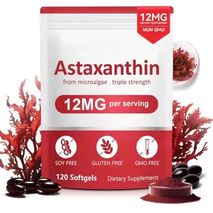 Astaxanthin Tanning Pills 12mg, 120 Softgels Triple Strength Skin Vitamins for Women with Antioxidant Activity, Supports Eye Joint Internal Circulation Health Supplement Non-GMO & No Gluten