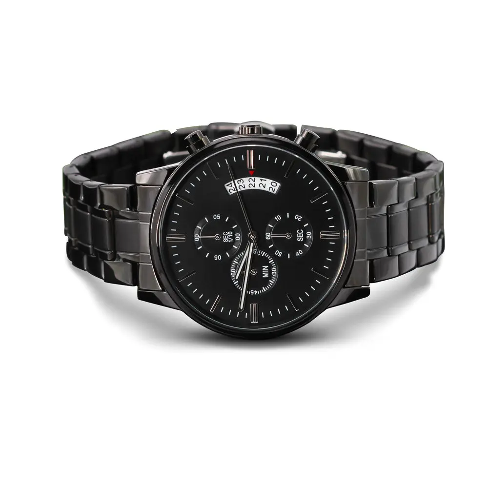 Custom engraved Black Chronograph Watch