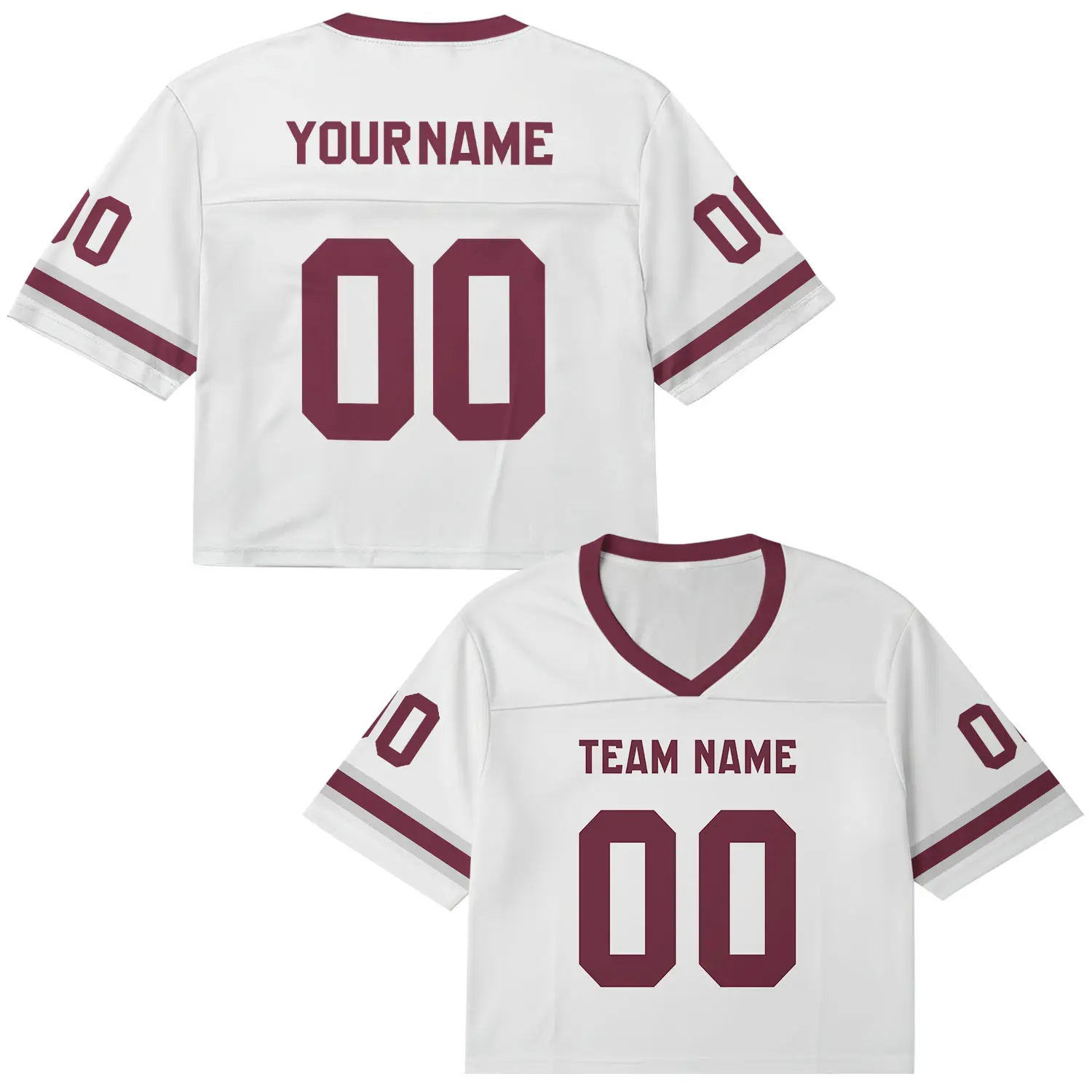Custom Classic White Crop Top Football Jersey– Personalized Name & Number Cropped Jerseys, Outfits Game Day for Football Fans, Sports Lovers, Gift for Lovers, Unisex for Men Women Youth