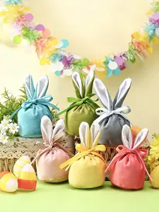 Easter Gift Bags, Bunny Party Favor Bags, Egg Hunt Game Decorations, Portable Candy Sacks, Multiple Colors Available