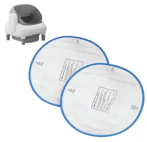 Cat Litter Box Waterproof Pad Replacement Liners for Self-Cleaning Litter Boxes Leak-Proof Protection 15 x 12 Inches White with Blue Trim 【2 Pack】