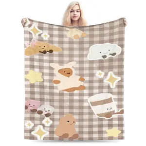 Viral Plush J-Jelly C-Cat Blanket Kawaii Room Decor Super Warm Flannel Throw Student Dorm Bedding Cozy Couch Accessory