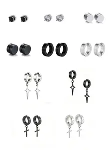 Magnetic Stud Earrings Set Stainless Steel Zircon Unisex No Piercing Ear Clips Men Women Fashion Jewelry Accessories