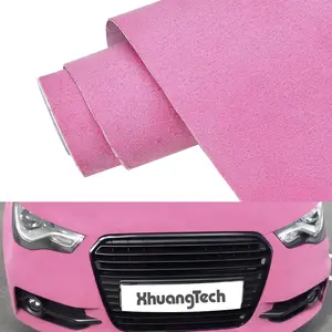 XhuangTech Pink Suede Fabric Wrap, Self-Adhesive Microfiber & Synthetic Leather, DIY Stretchable Suede Pain Protective Film Elastic Stretchable Interior Film for Car and Home Decor (30''*60'’)