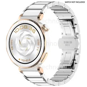 Stainless Steel Watch Band Compatible with Huawei Gt5 Pro 42mm, Garmin Venu 3s, Fossil Women's 18mm Ceramic Replacement Strap