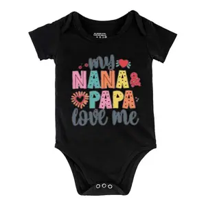 Nana Papa Love Me Print Bodysuit, Casual Short Sleeve Romper, Baby  Outdoor ClothingB1108-072