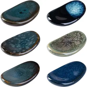 Ceramic Chopsticks Holder Chopstick Rest Spoon Fork Stand Holder Set of 6 Multicolour